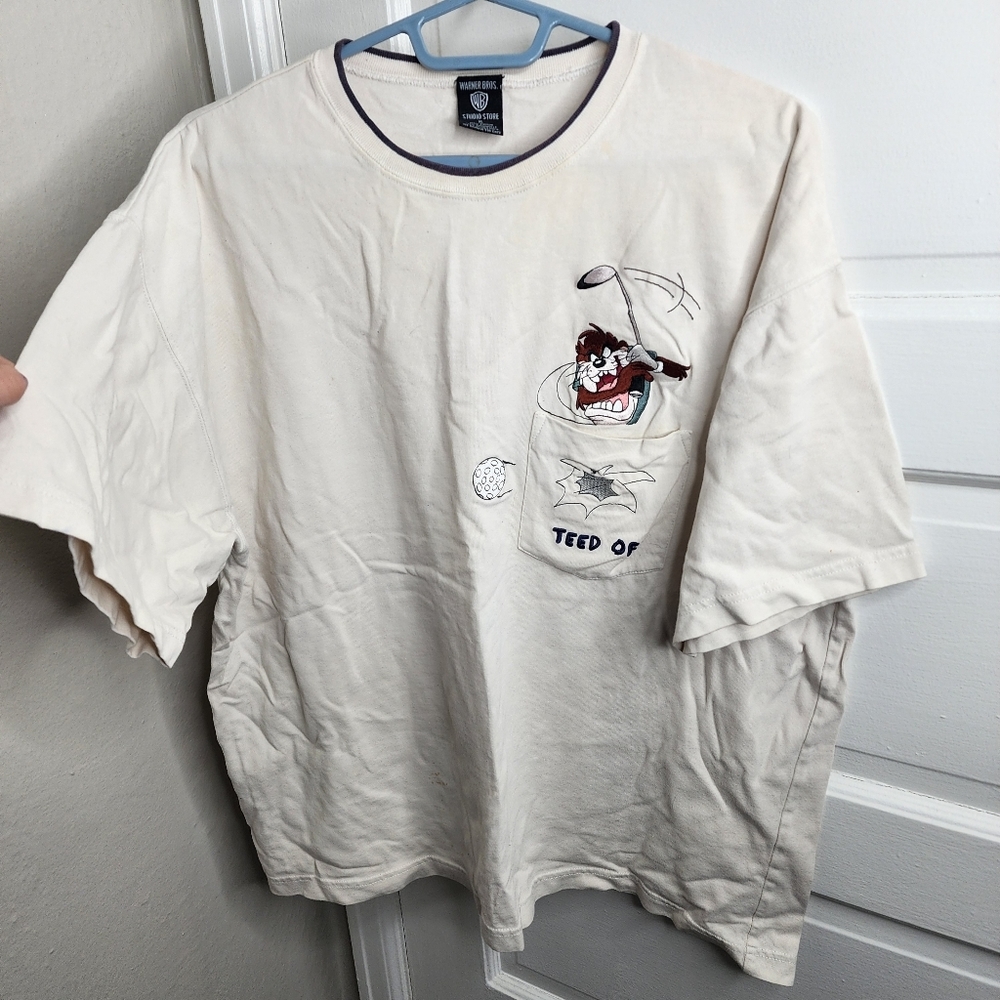 Warner Brothers Vintage 90s Taz Teed Off Short Sleeve TShirt XL Men's Cr…